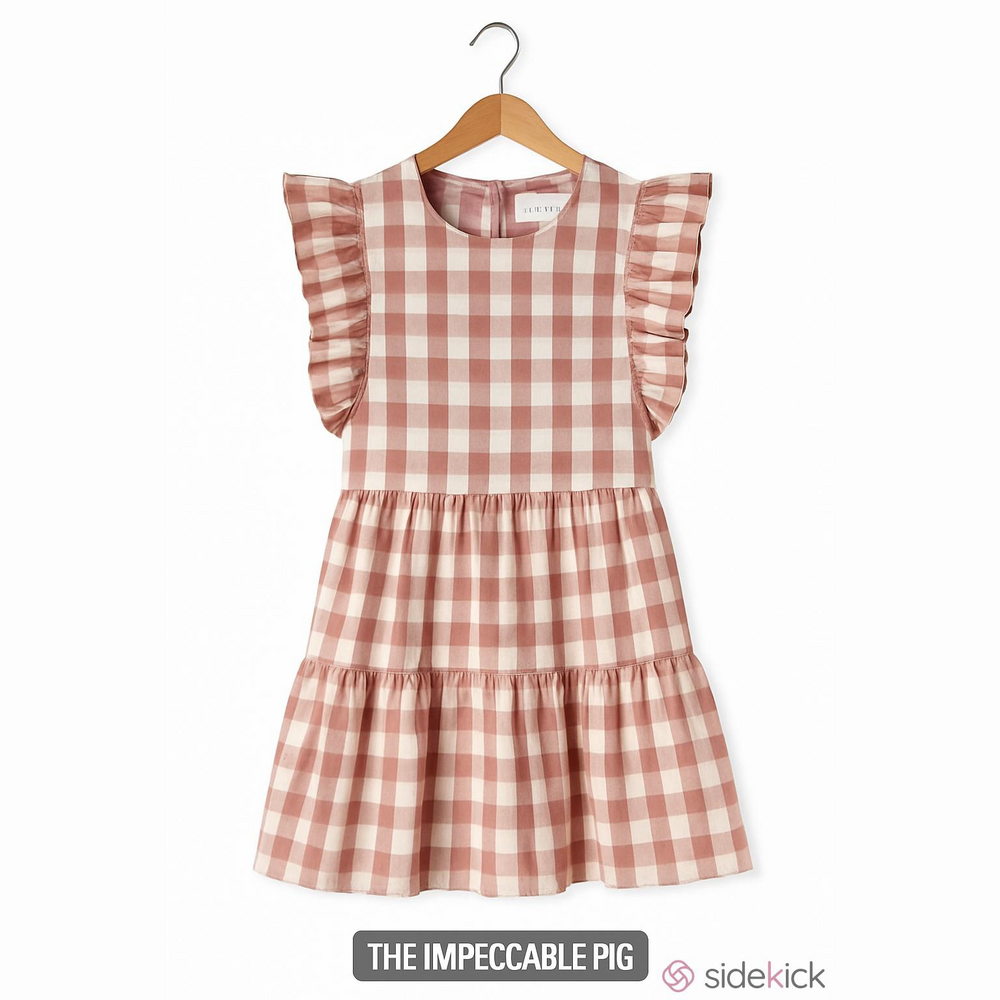 The Impeccable Pig Pink and White Checkered Gingham Dress